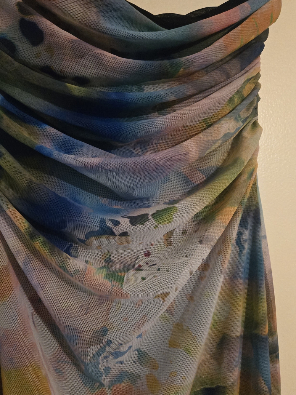 LIKE NEW Zara Strapless Watercolor Print Maxi Dress in Blue, Green, Yellow - Picture 2 of 5